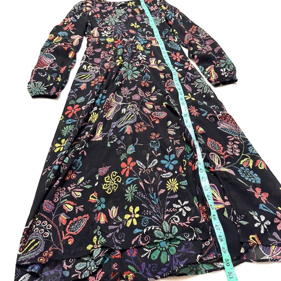Reformation sz M Long Sleeves Maxi Dress In Black Floral V Neck Front Split - Picture 9 of 9